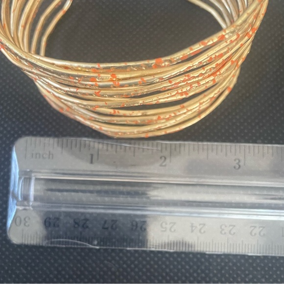 Gold and coral chunky  bangle - Picture 7 of 7